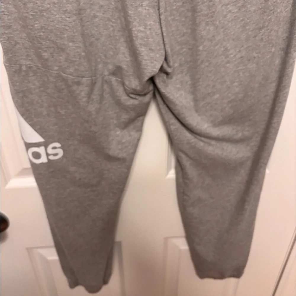 adidas Gray Sweatpant Joggers with White Logo. Large